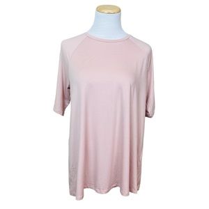 EILEEN FISHER Pink Crewneck Elbow Sleeve Top SMALL FLAW NWT